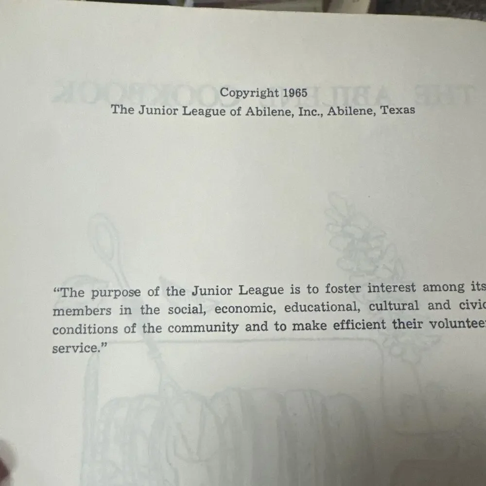 The Abilene Cookbook Texas Spiral Bound 1965 Abilene TX Junior‎ League Vintage